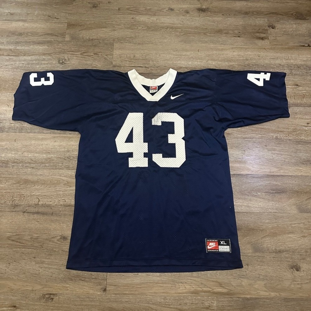 Vintage Nike Team Sports Football Jersey Mens XL Navy Blue 43 Mesh Made in USA